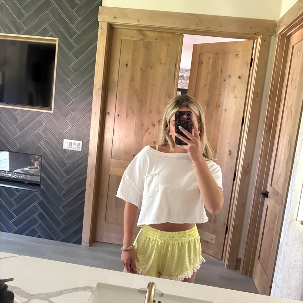 Free People Boxy White Crop Top Size Small